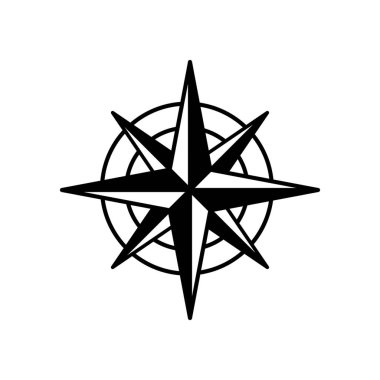 Pusula gülü, dünya yönleri, harita pusula simgesi. Vektör illüstrasyonu