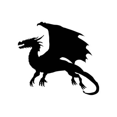 Siyah ejderha silueti. Vektör illüstrasyonu