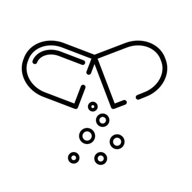 İlaç içeren kapsülü aç - simge. Vektör illüstrasyonu