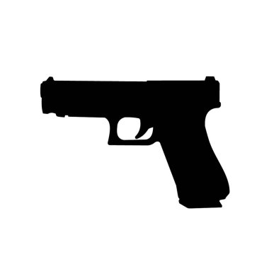 Silüet tabanca beyaza izole edilmiş. Vektör illüstrasyonu