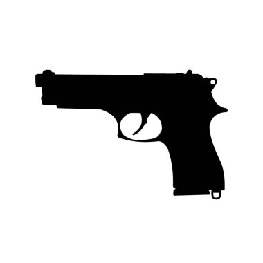 Silüet tabanca beyaza izole edilmiş. Vektör illüstrasyonu