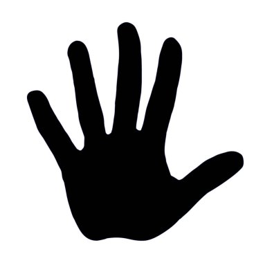 Siyah el silueti, el izi. Vektör illüstrasyonu