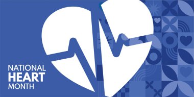 Ulusal Kalp Ayı - afiş, vektör illüstrasyonu. 