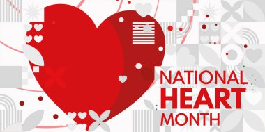 Ulusal Kalp Ayı - afiş, vektör illüstrasyonu. 