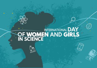 International day of Women and Girls in science . Vector illustration clipart