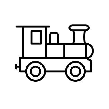 Lokomotif oyuncağı, tren vektör simgesi. Vektör illüstrasyonu