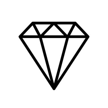 Beyaz vektör simgesinde izole edilmiş elmas. Vektör illüstrasyonu