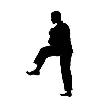Karateka silueti, karate savaşçısı - vektör illüstrasyonu . 