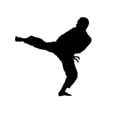 Karateka silueti, karate savaşçısı - vektör illüstrasyonu . 