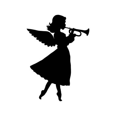 Bir Noel meleğinin silueti. Vektör illüstrasyonu