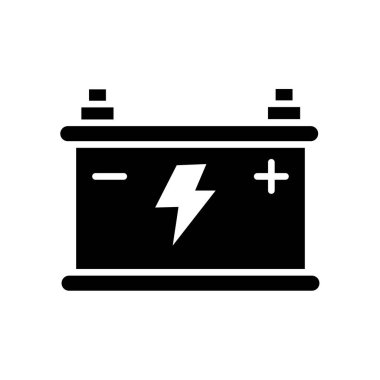 Pil, araba aküsü, vektör simgesi. Vektör illüstrasyonu
