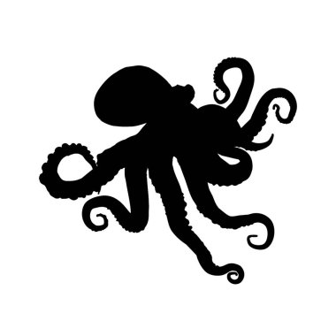 Ahtapot silueti - vektör çizimi. Vektör illüstrasyonu