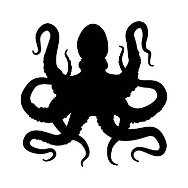 Ahtapot silueti - vektör çizimi. Vektör illüstrasyonu