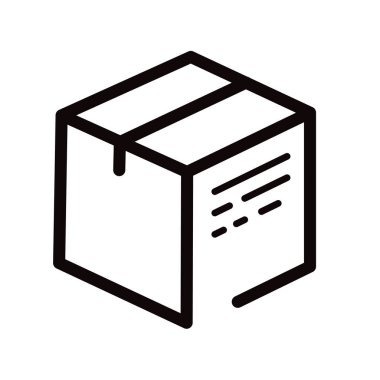 Posta paketi, kargo, kutu - vektör simgesi. Vektör illüstrasyonu