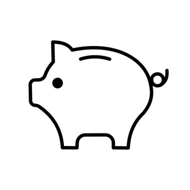 Domuz kumbarası ve madeni para - vektör ikonu. Vektör illüstrasyonu