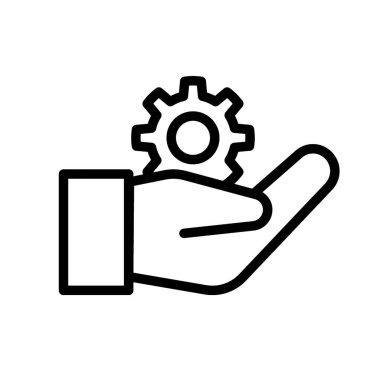 Servis, set, vites tekerleği ile el - vektör simgesi. Vektör illüstrasyonu