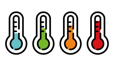 Termometre simgesi. renk çizim biçimi düz ikonik semboldür, farklı renk sürümleri.