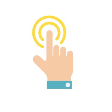 Parmak dokunuşuyla ikon vektörüne bas. Vektör illüstrasyonu