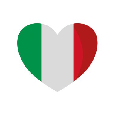 İtalya bayraklı kalp - vektör çizimi. Vektör illüstrasyonu
