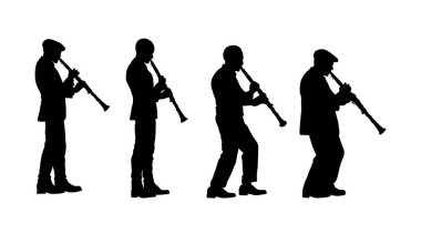 Klarnet çalan bir adamın silueti, klarnetçi - vektör illüstrasyonu 