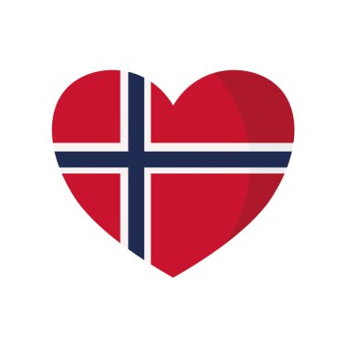 Norveç bayrağı taşıyan kalp - vektör çizimi. Vektör illüstrasyonu