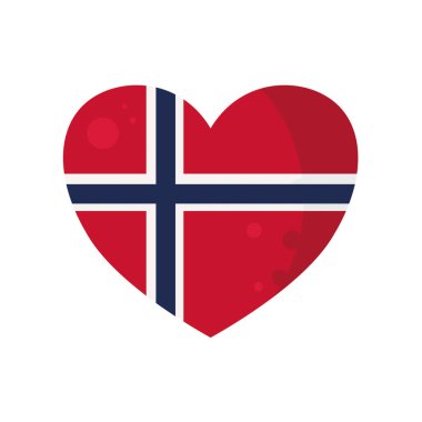 Norveç bayrağı taşıyan kalp - vektör çizimi. Vektör illüstrasyonu