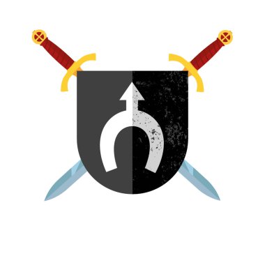 İki kılıçlı kalkan - vektör çizimi .