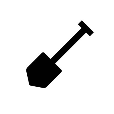 Kazı ve inşaat için kürek düz vektör ikonu. Vektör illüstrasyonu