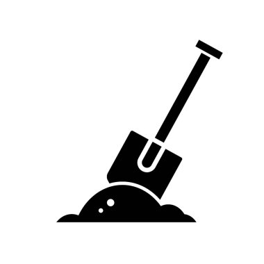 Kürek yere sıkıştı, bahçe işleri, vektör simgesi. 