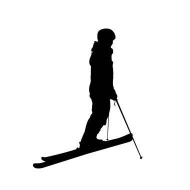 Kayakçının silueti, kayak - vektör illüstrasyonu 