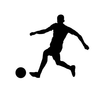 Futbolcu silueti, futbolcu. Vektör illüstrasyonu