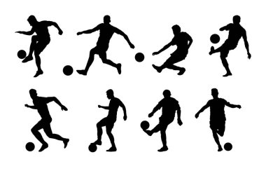 Futbolcu silueti, futbolcu. Vektör illüstrasyonu