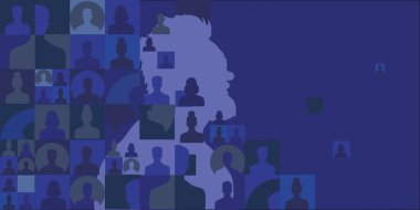 İnsan halkı toplumu kullanır - afiş. Vektör illüstrasyonu