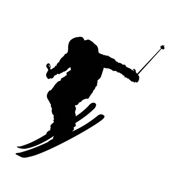 Kayakçının silueti, kayak - vektör illüstrasyonu 