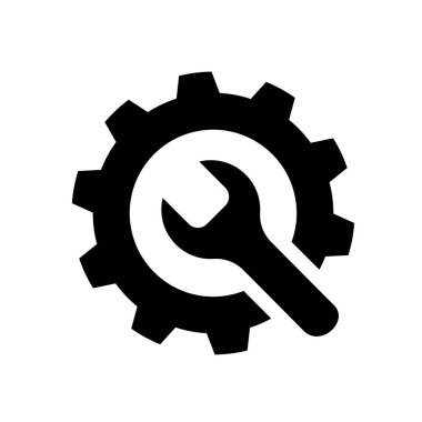 Ayarlar dişli dişli uygulamalar ve web siteleri için düz simge. Vektör illüstrasyonu