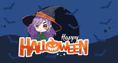 Mutlu Cadılar Bayramı - illüstrasyon, afiş. Vektör illüstrasyonu