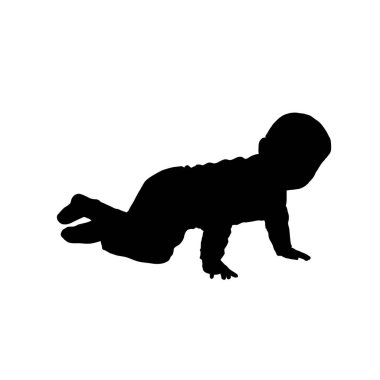 Sürünen bir bebeğin siluetleri. Vektör illüstrasyonu