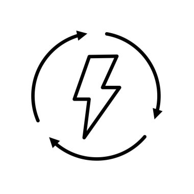 Yenilenebilir enerji, enerji döngüsü, vektör ikonu şarj ediliyor. Vektör illüstrasyonu