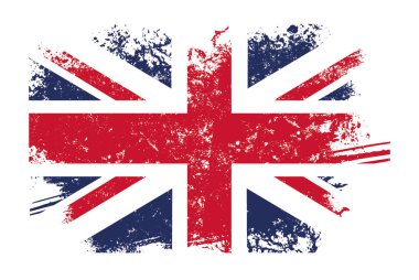 UK flag, british flag with grunge effect, destruction effect, union jack . Vector illustration clipart