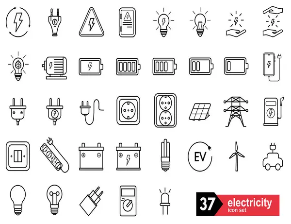 Elektrik, elektrik - vektör simgesi. Vektör illüstrasyonu