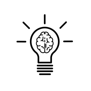Ampul vektör ikonlu beyin. Vektör illüstrasyonu