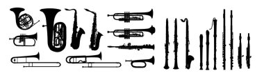 set of instruments silhouette. Vector illustration clipart