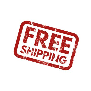  Ücretsiz sevkiyat - grunge efektli kırmızı kauçuk damga - vektör illüstrasyonu
