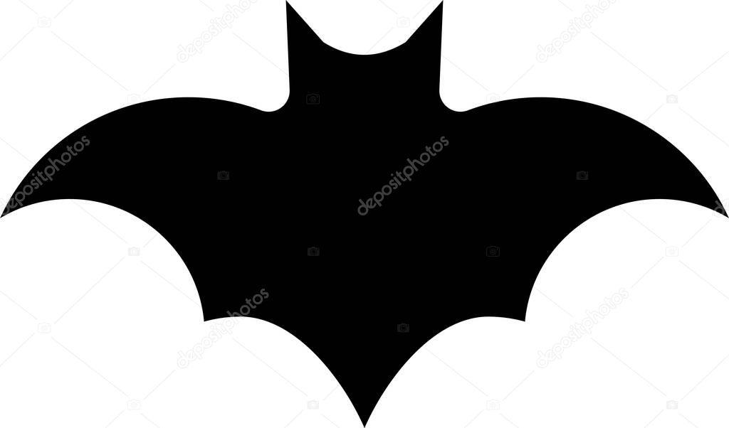 Silhouette of a black bat with wings, vector illustration