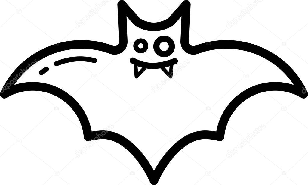 Silhouette of a black bat with wings, vector illustration