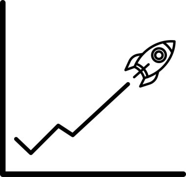 Ağ simgesinin üzerinde ok olan roket basit vektör illüstrasyonu