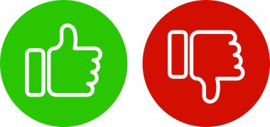 başparmak aşağı ve yukarı, hoşlanma ve hoşlanmama simgeleri kümesi, vektör biçimi