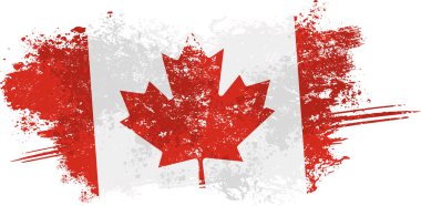 Grunge arka planında Kanada bayrağı. vektör illüstrasyonu.