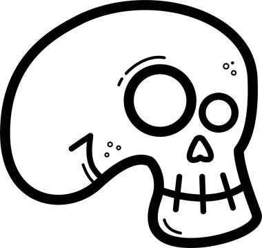 İnsan kafatası düz simgesi, vektör illüstrasyonu