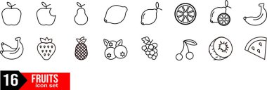 Muzlu limonlu karpuz da dahil olmak üzere çeşitli çizilmiş meyve simgeleri